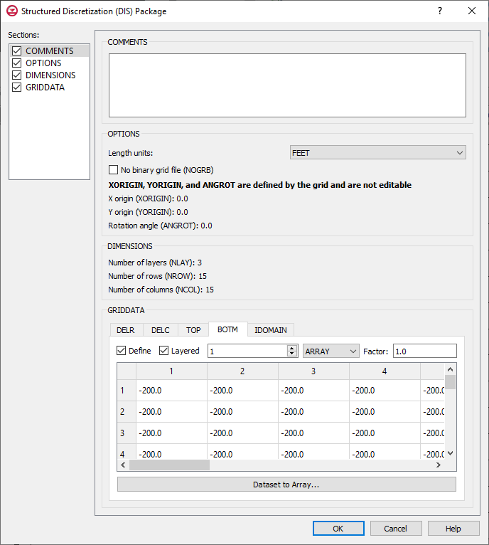 File:GMS MODFLOW 6 - Structured Discretization (DIS) Package dialog.png ...