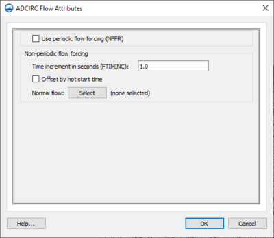 Example of the ADCIRC Flow Attributes dialog