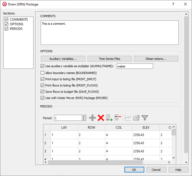 File:GMS MODFLOW 6 - Drain (DRN) Package dialog.png