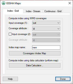 WMS GSSHA Maps dialog Index Grid tab.png