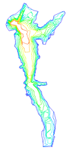 Figure 8: Bathymetric data for the East Canyon Reservoir.